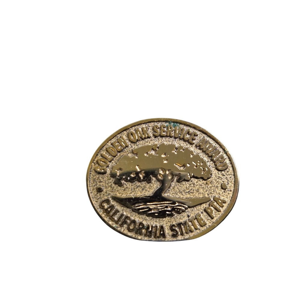 Golden Oak Service Award California State PTA Gold Tone Lapel Pin Tie Tack